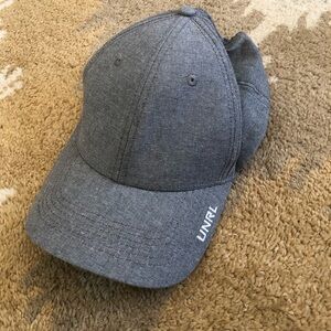 UNRL Legacy Hat Cap Gray Athletic Fit Linen Cotton Blend Snapback EUC!